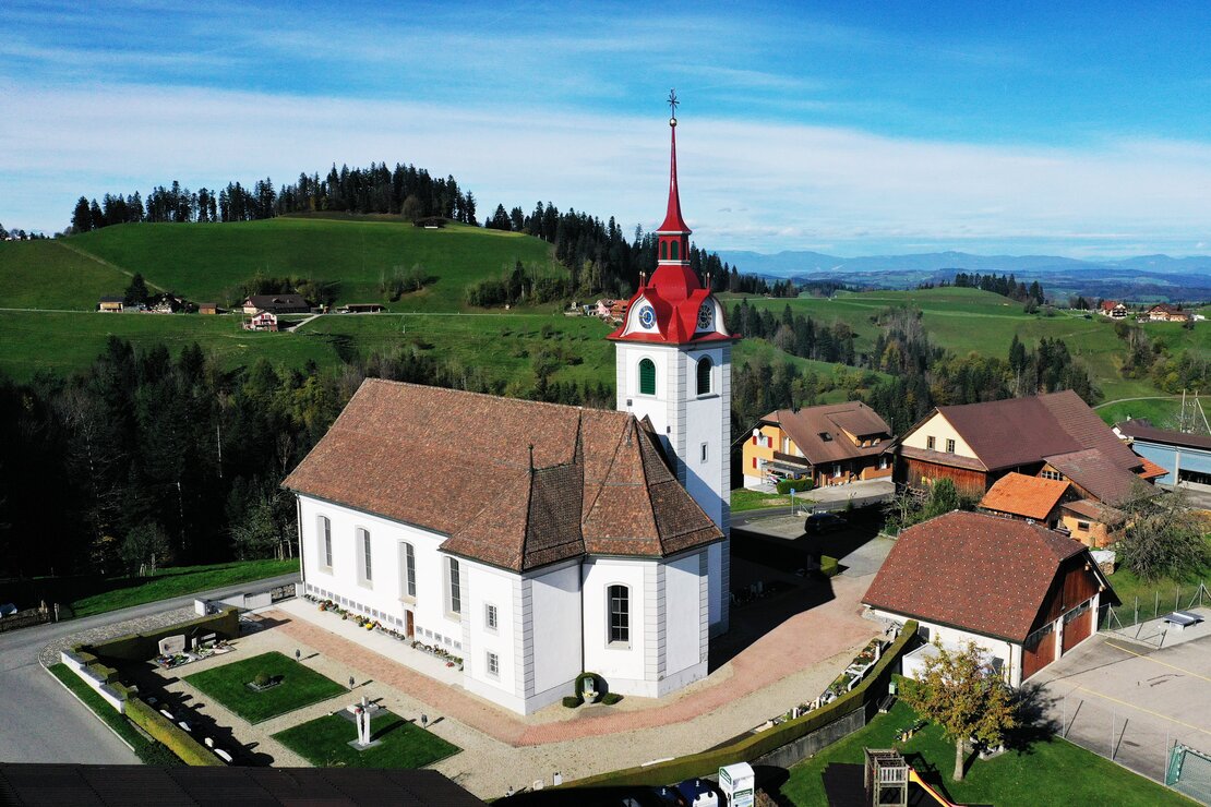 Sanierung Hagelschaden Kirchturm St. Theodul, Menzberg